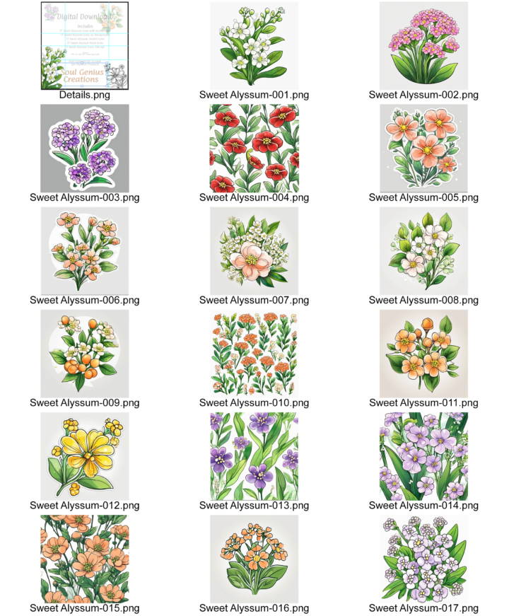 Sweet Alyssum Icon Digital Design Collection - Image 2